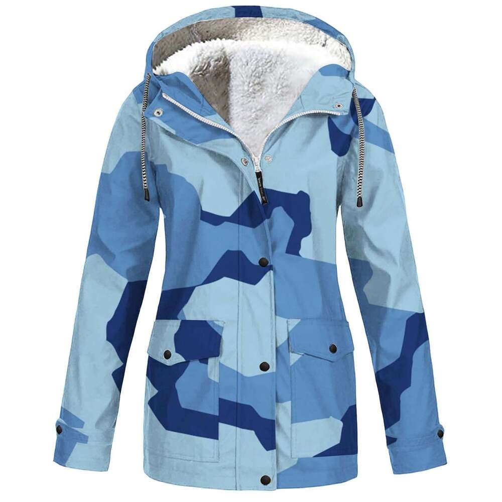 European American hooded camouflage waterproof outdoor jacket for men and women WQKO 2024 new casual versatile fashion clothing