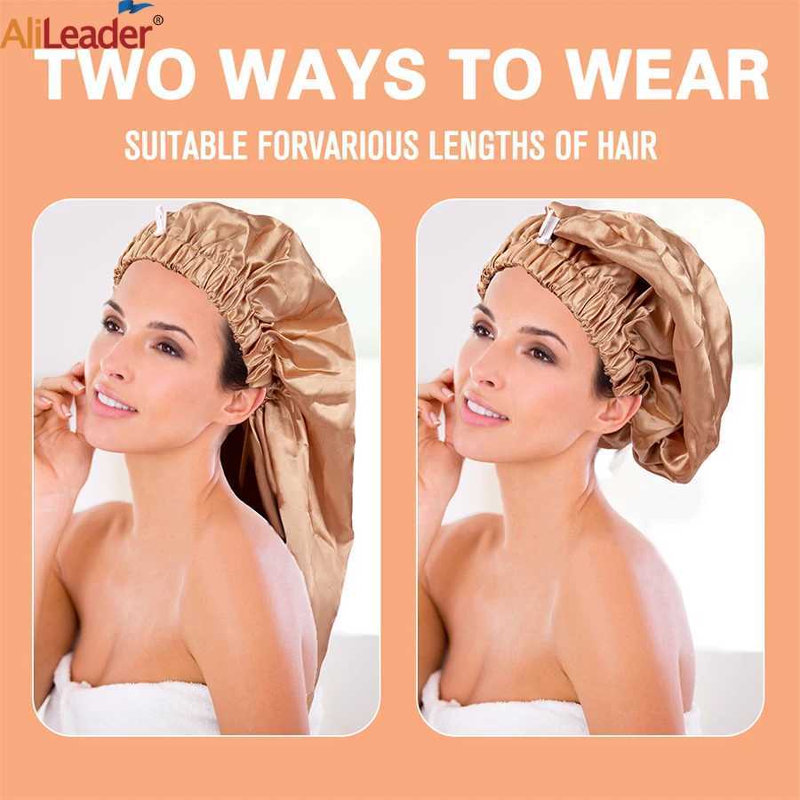 Long Satin Bonnet Sleep C Adjustable Buckle Hair Care Head Cover Bonnet Soft Elastic Satin Night Sleep C For Women Silk CXJ241205