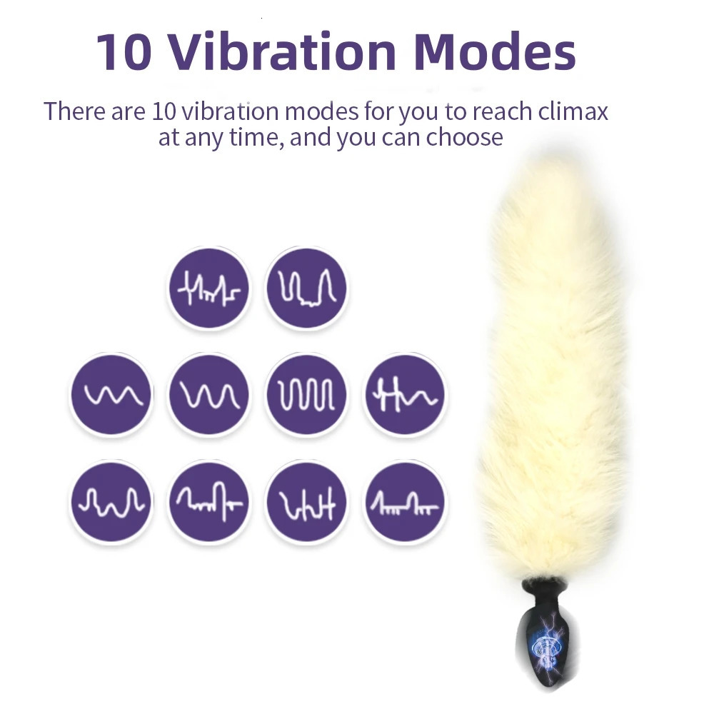 Multi-Color Optional Artificial Tail Vibrator Butt Plug Remote Control Penetration Anal Unisex Sexmachine Adult SexToy Joinjjtoy 241205