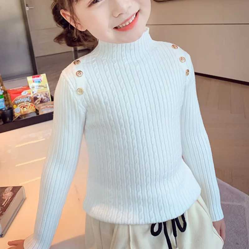 Sweater New Childrens Clothing High Neck Baby Knitted Girls Sweater Autumn Casual Underwear Striped W241205