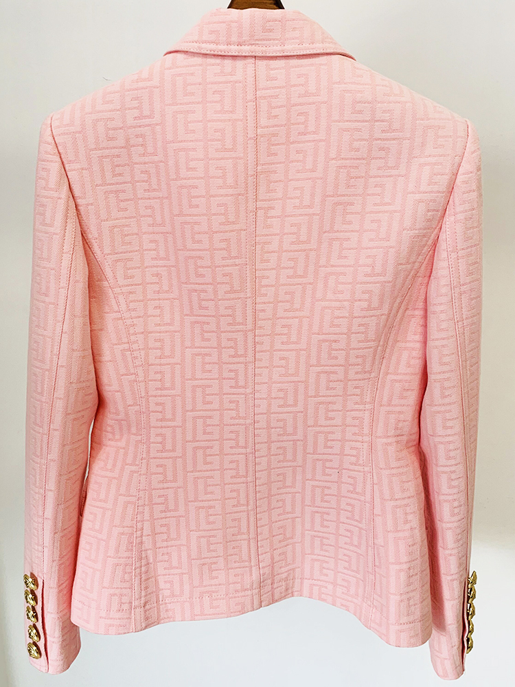 Newest Fashion Designer Jacket Women's Slim Fit Classic Lion Buttons Double Breasted Monogram Jacquard Blazer