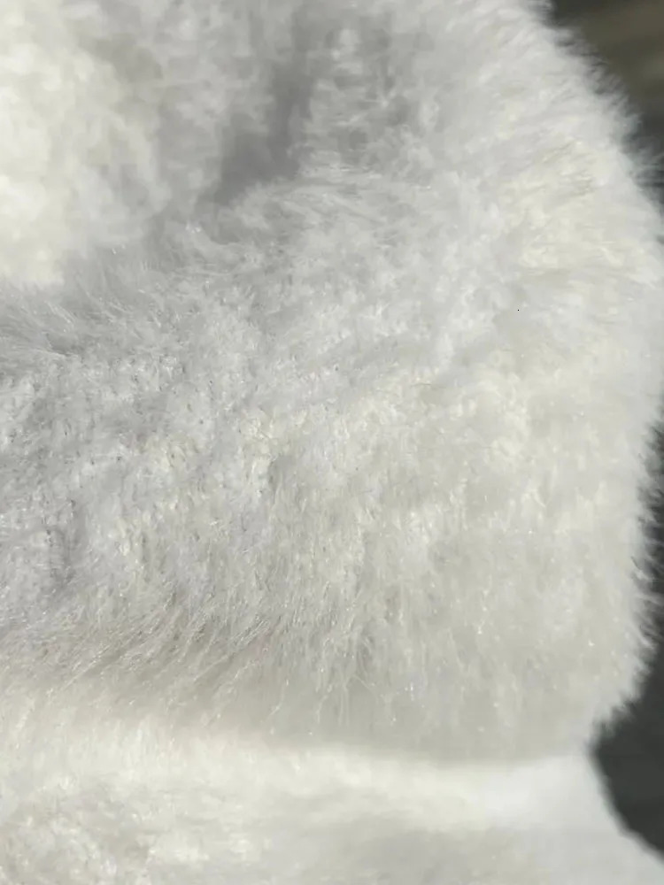 Womens Sweater White Fluffy Cardigan for Women Long Sleeve Knitwears Winter Clothing Mink Velvet Knitted 241204