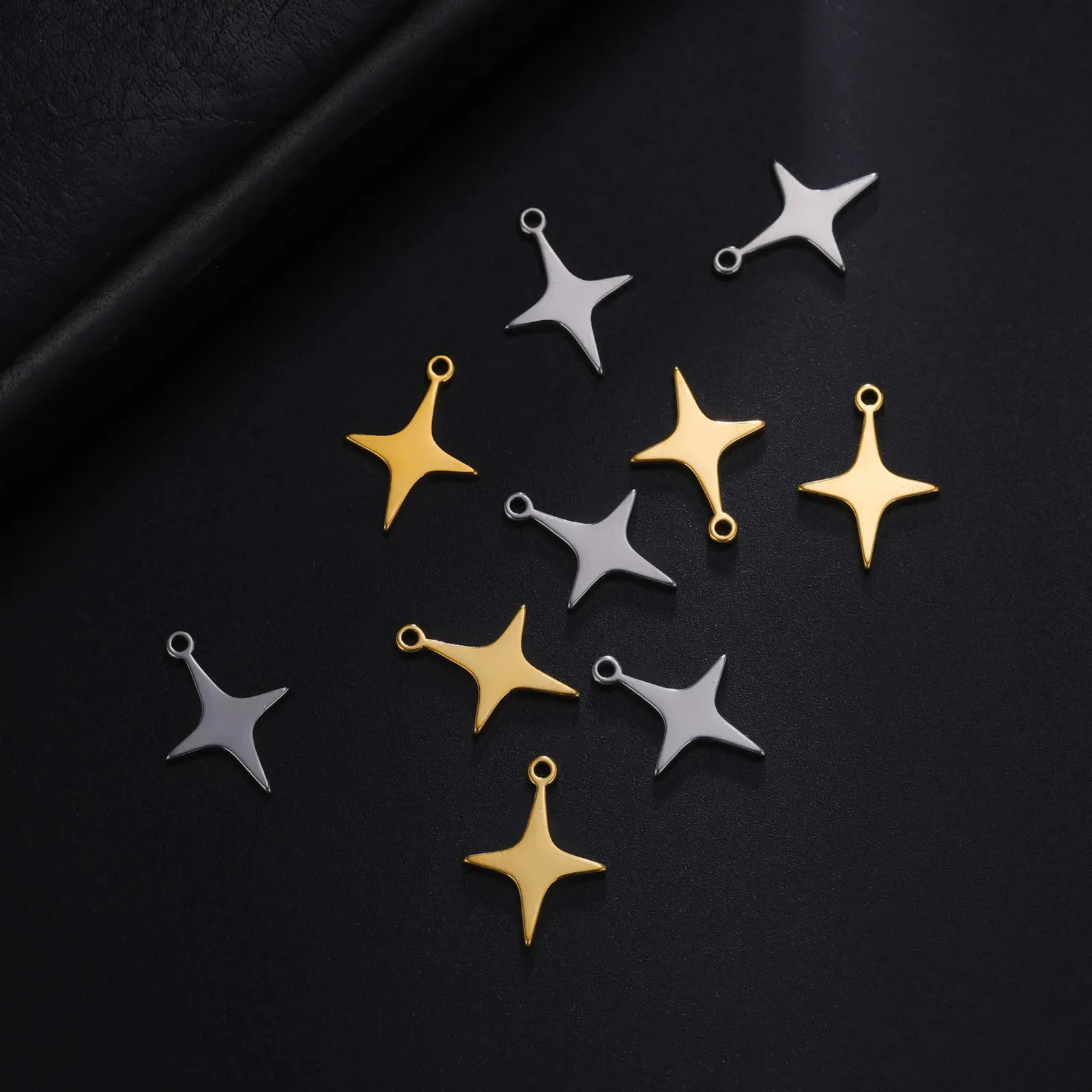 EUEAVAN 5pcs Stainless Steel Charms for Jewelry Making Leaves Lotus Flower Star Pendant Mini Charm Necklace Bracelet DIY Gifts 241122