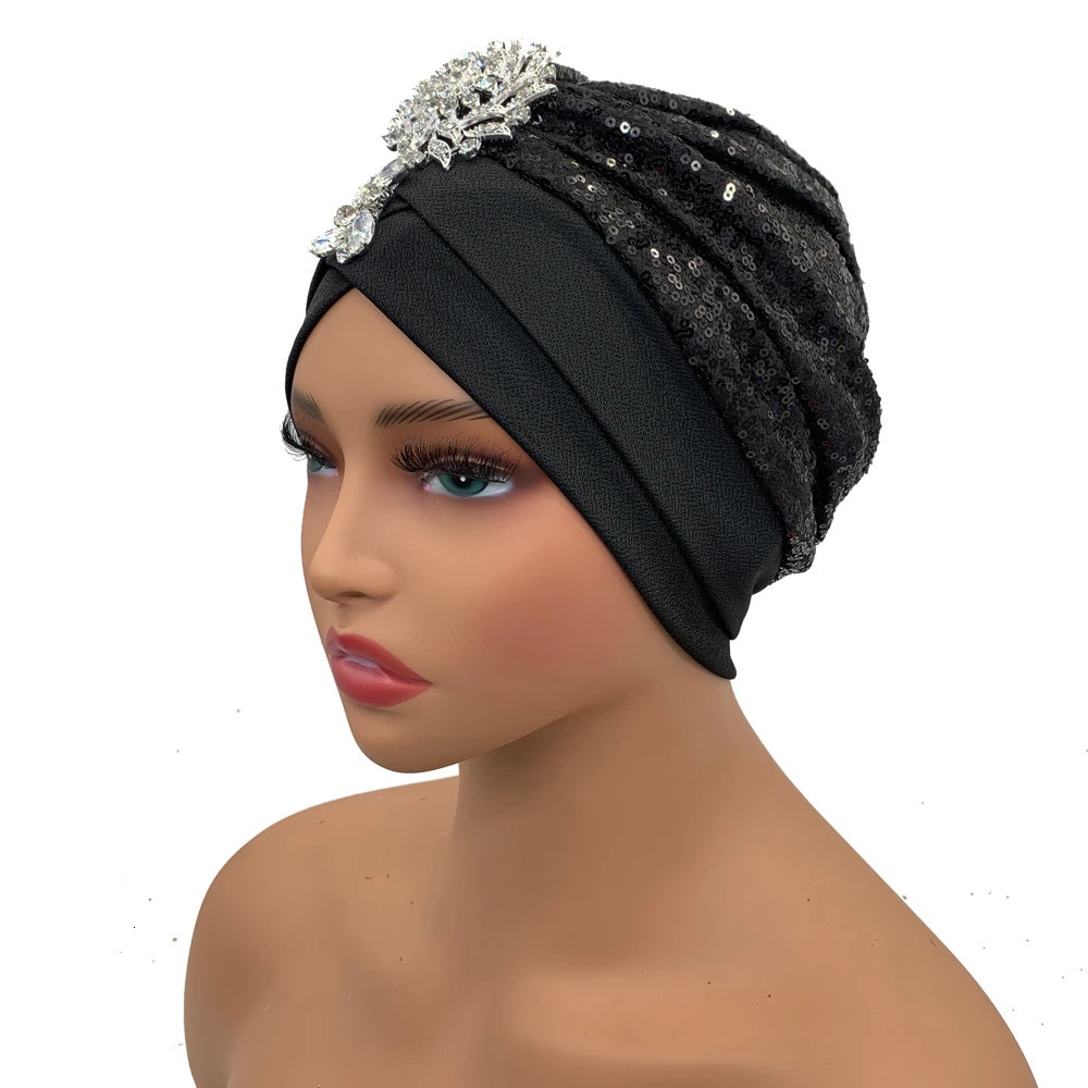 Rhinestone Womens Turbo Hat Soft and Comfortable Head Wrap Muslim Headpiece Turbo Hat 241216