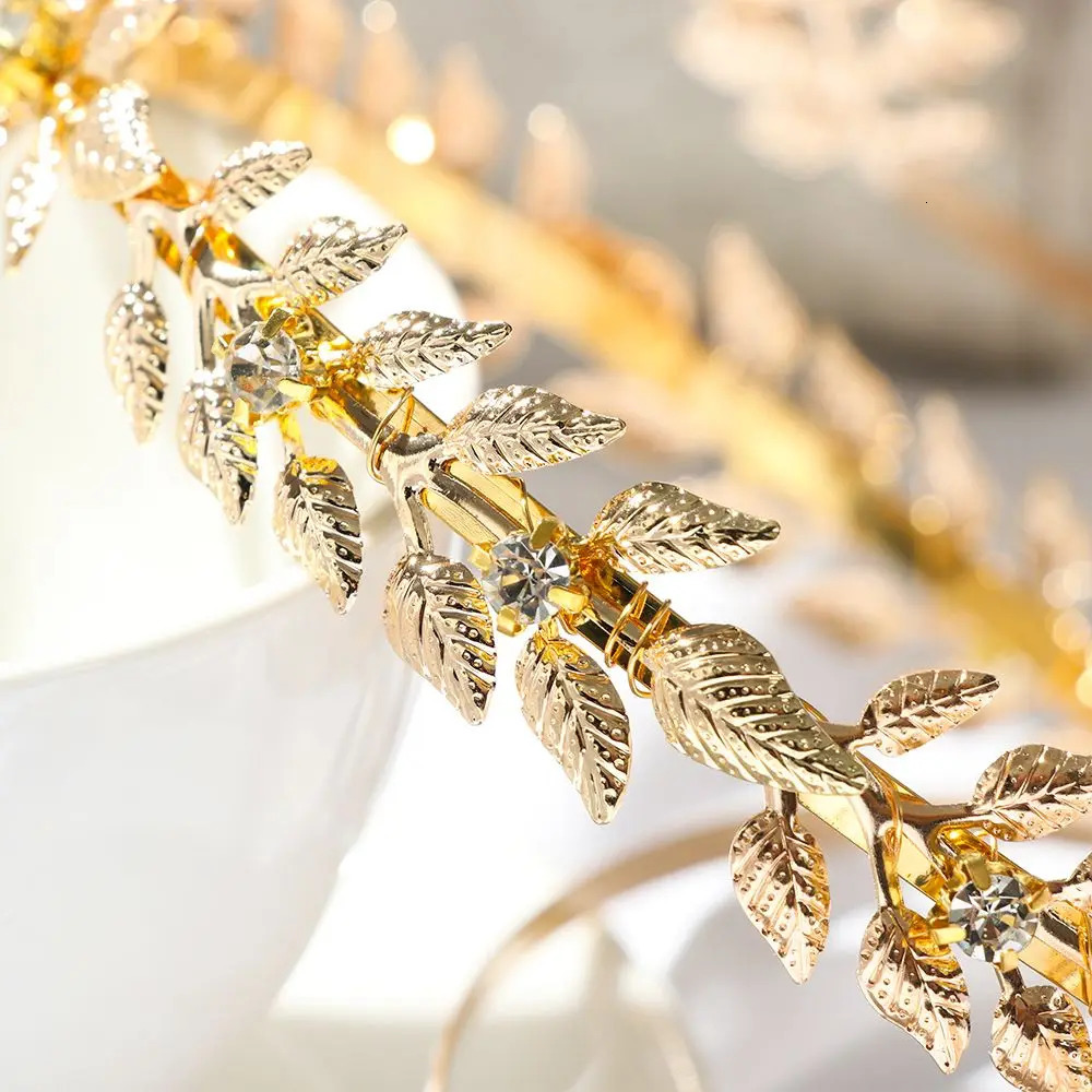 Greek Gold Color Leaf Headbands Bride Wedding Hair Accessories For Women Roman Diadem Crown Tiaras Headpiece Headdress Jewelry 241122