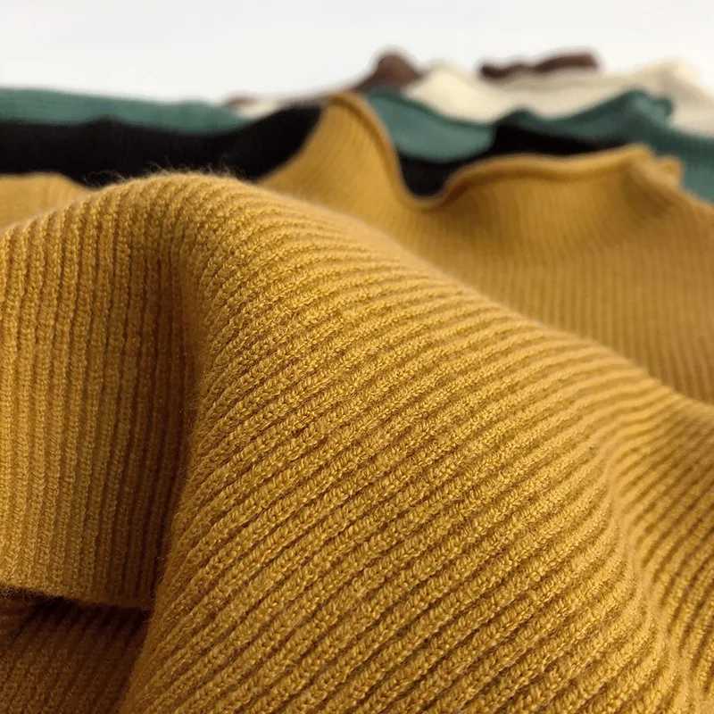 Childrens Sweater Autumn New Baby Girls Solid Knitted Turtle Neck Sweater Fashion Boys Casual Zipper Childrens Bottom Knitted Top W241205