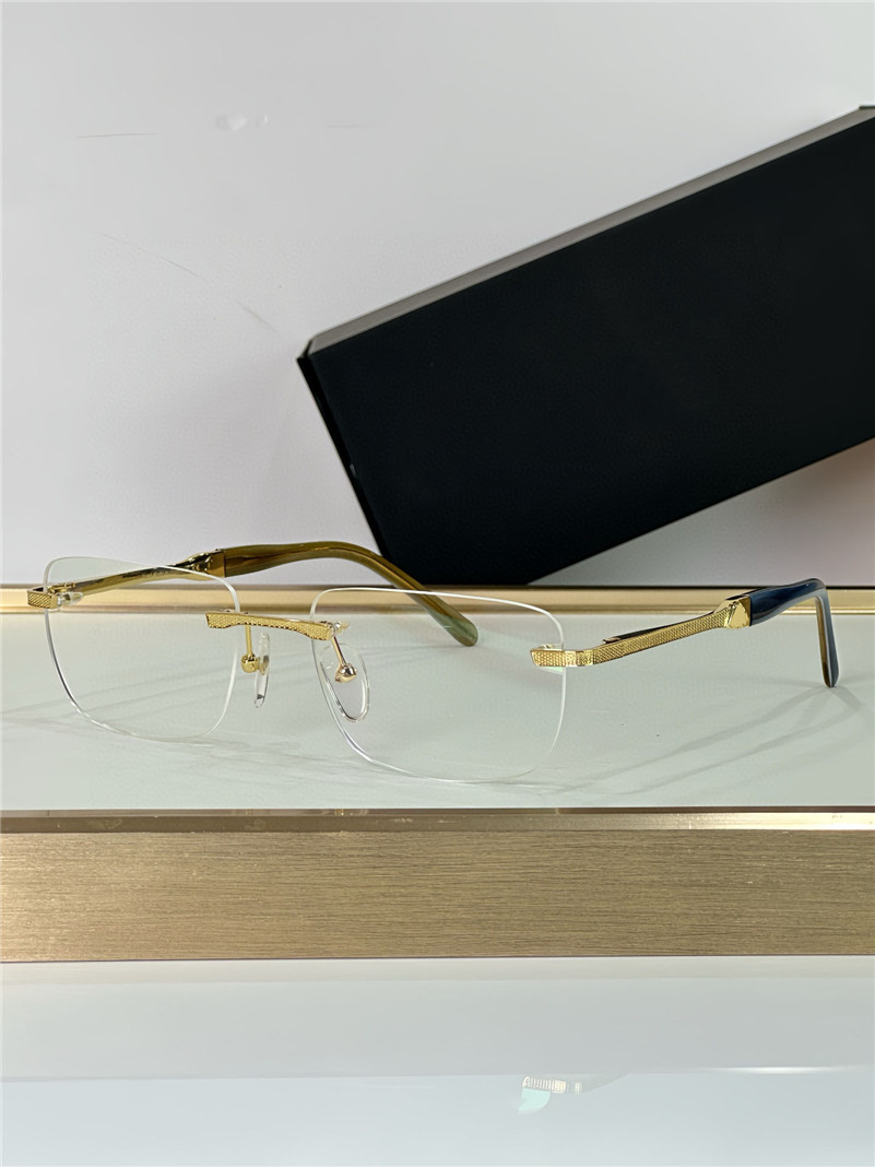 New fashion prescription eyewear CONQUEST K gold frame square rimless lens optical glasses transparent lens simple business style with case
