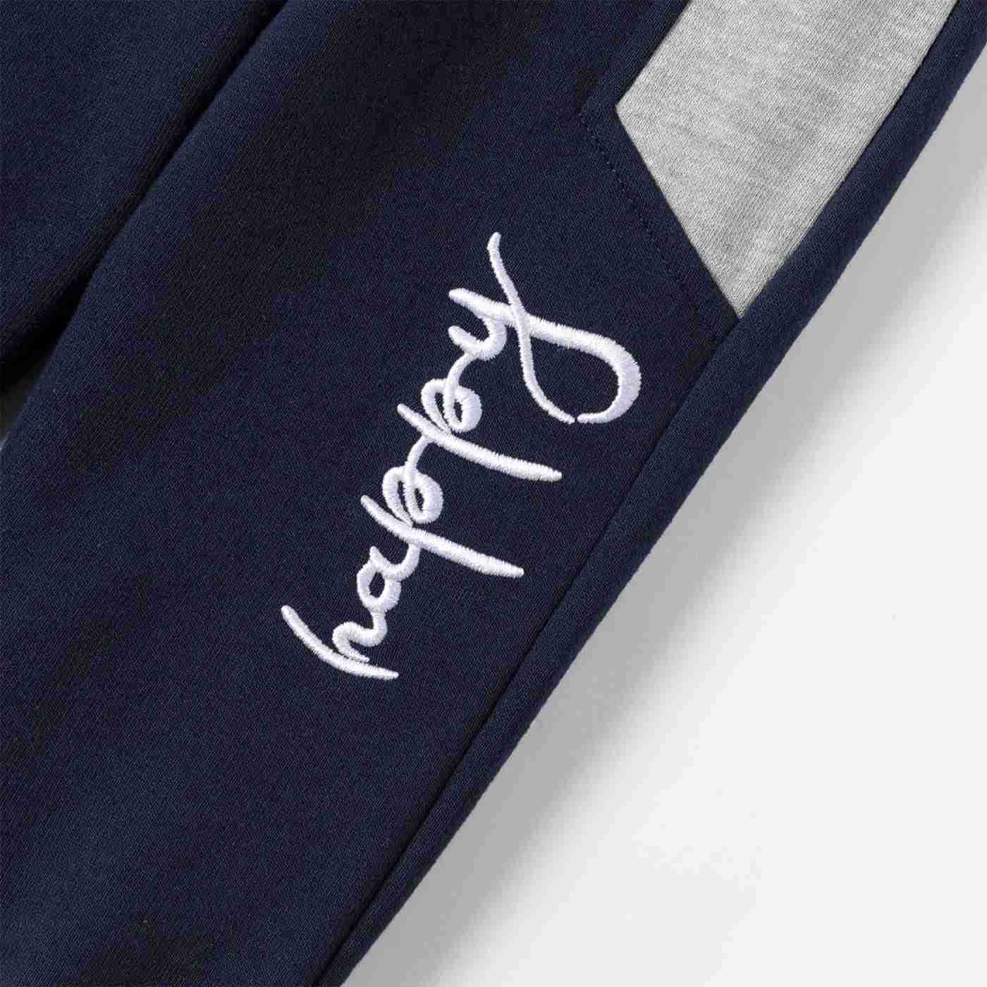 2pcs Baby Boy/Girl Long-sleeve Colorblock Sweatshirt and Letter Print Sweatpants Set Soft and ComfortableXJ241205