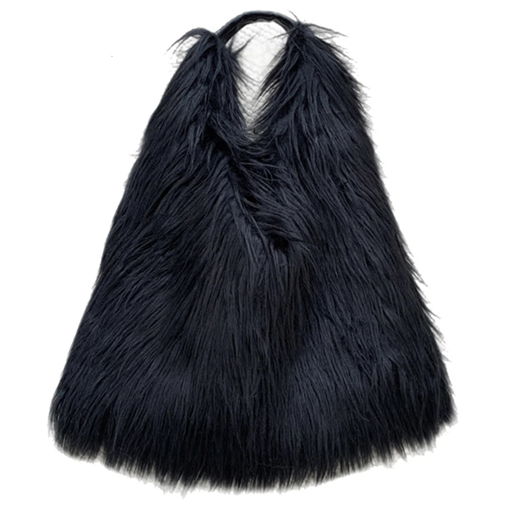Womens fluffy shoulder bag Hass matte handbag casual faux fur handbag Versatile large capacity girls handbag 241205