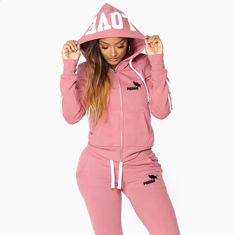 Gym Two Piece Sets for Women Jogging Womens Tracksuit Sports Comfortable Zip Hoodie Outdoors Slim Fit Casual Daily High Quality 241205