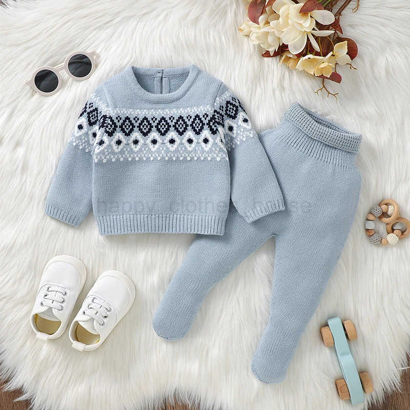 Baby Boy Girl Set Autumn and Winter Long Sleeve Sweaters Shirts+Pants Infant Casual Outfits 0-9M Infant Toddler Outwear ClothingXJ241205