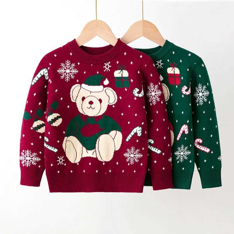 Boys and girls Christmas sweaters childrens Christmas warm parachuting baby knitted jackets childrens autumn and winter latte art clothing 2-6Y W24120