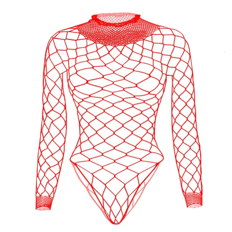 High Quality Female Fishnet Bodysuit Underwear See Through Hollow One-piece Net Body Suit Sexual Lingerie Sexy Women Tops 241205