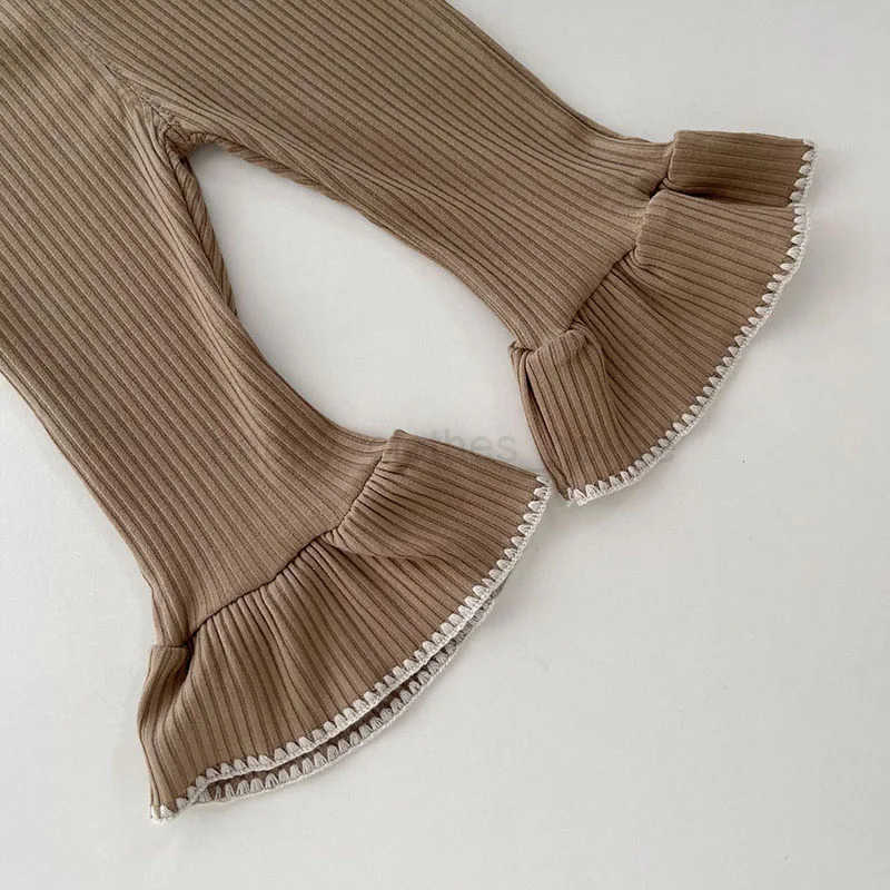 Spring Kids Sweaters Suit Soft Knit Sweater Cardigan Pants 2Pcs For Baby Girls Contrast Color Infant Outfit SetXJ241205