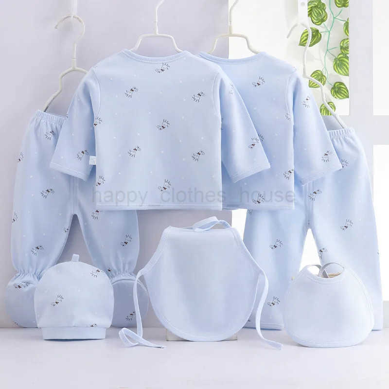 7Piece Spring Newborn Baby Stuff Toddler Clothes Cute Cotton T-shirt+Pants+Hats Infant Boys Girls Clothing Set BC316XJ241205