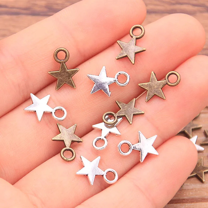 100PCS 811mm 3 Color Metal Zinc Alloy MINI Fivepointed Star Charms Fit Jewelry Pendant Makings DIY Handmade Craft 241122