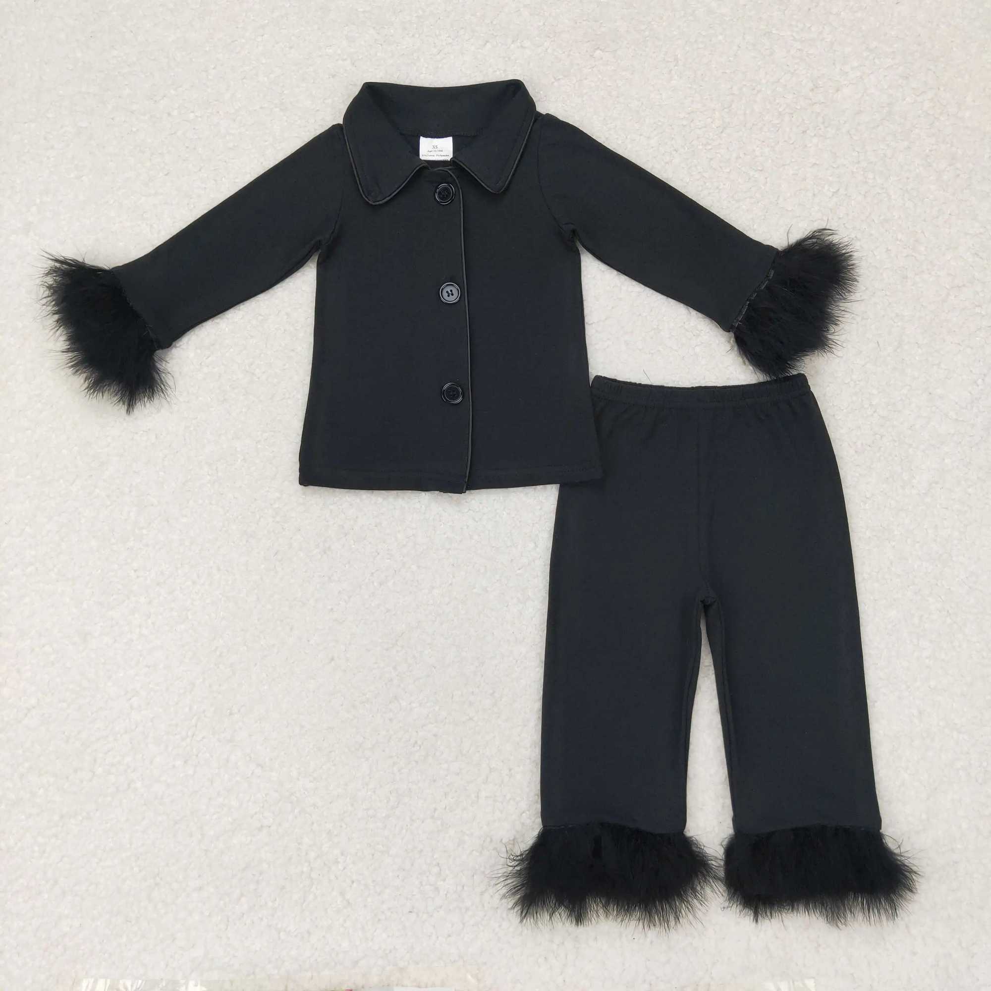 Pajamas Wholesale Hot Sale Toddler Baby Girl Christmas Santa Pajamas Clothing Kids Long Sleeves Tops Fur Sets Children Sleepwear Outfits H241205