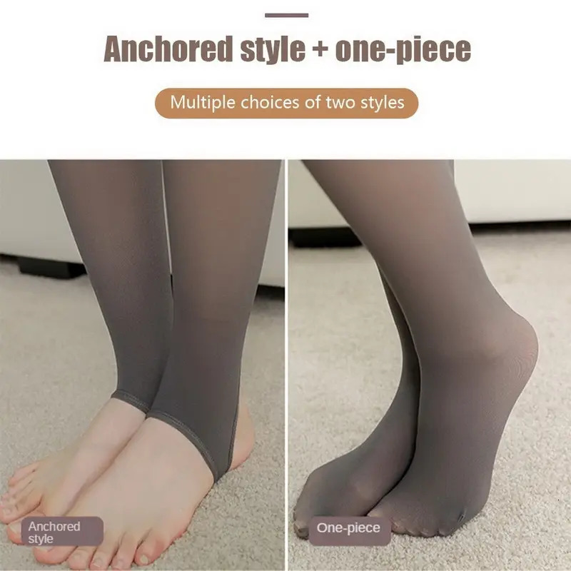 Womens Fleece Tights Ladies Warm Winter Leggings Thick Panty Translucent Pantyhose Thermal Stockings Woman 241204