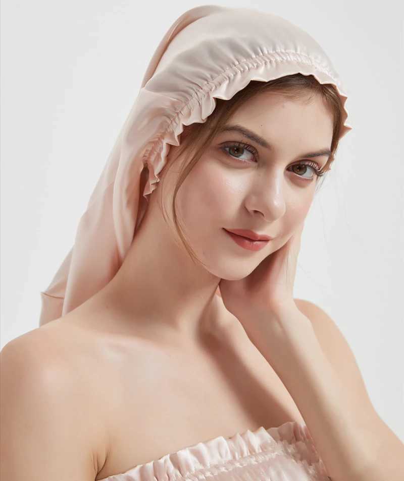 New Long Satin Bonnet Silk Night Sleeping C 100% silk Loose and Stretchy Head Cover Sleeping Soft Hair Tuans for WomenXJ241205