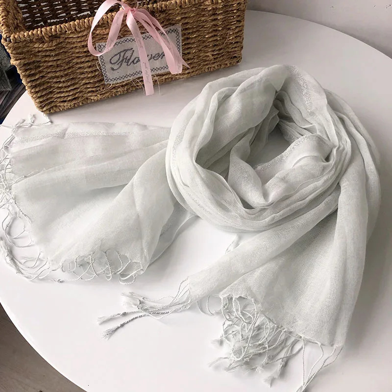 Cotton linen lightweight womens scarf fashion long womens bag solid color Muslim head scarf shawl and bag 241205