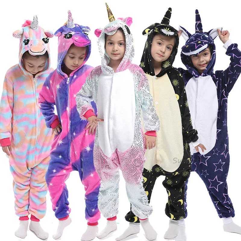 Pajamas Children Anime Pajamas Boy Girl Pajama Cartoon Animal Cosplay Pyjama Onesie Kigurumi Kids Fleece Sleepwear 4-12Y H241205