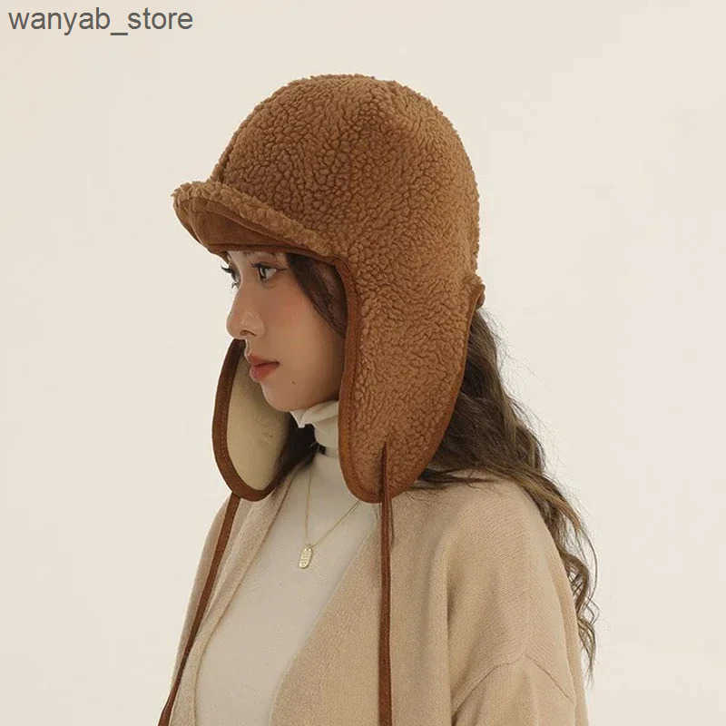 Cloches Japanese designed wool bomber hat suitable for women in winter new outdoor comfortable earmuffs Russian trap hat womens ski hat L240910