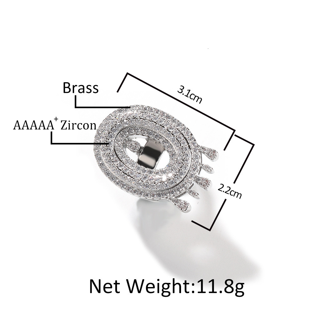 New Fashion Hip Hop Water Drop Custom Letter Open Ring Diy Initial Personalized Cuff Adjustable Full Cubic Zirconia Finger Rings Mens And Womens Handi