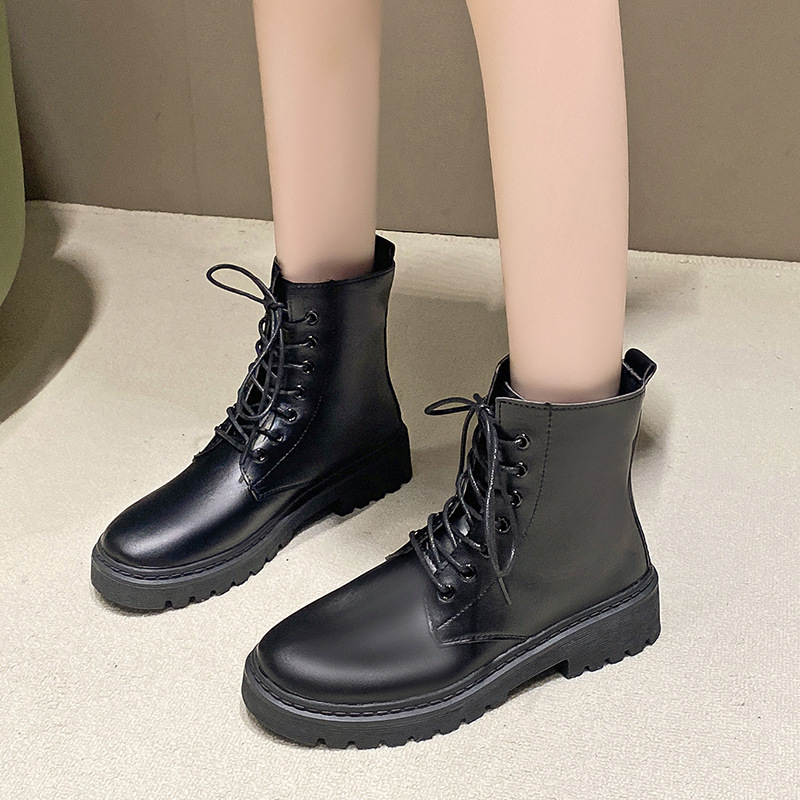 Foreign Trade Martin Boots Women's Boots 2024 New Strap Short Head Boots Height Increasing Thick Bottom Versatile Thick Bottom Women's Boots