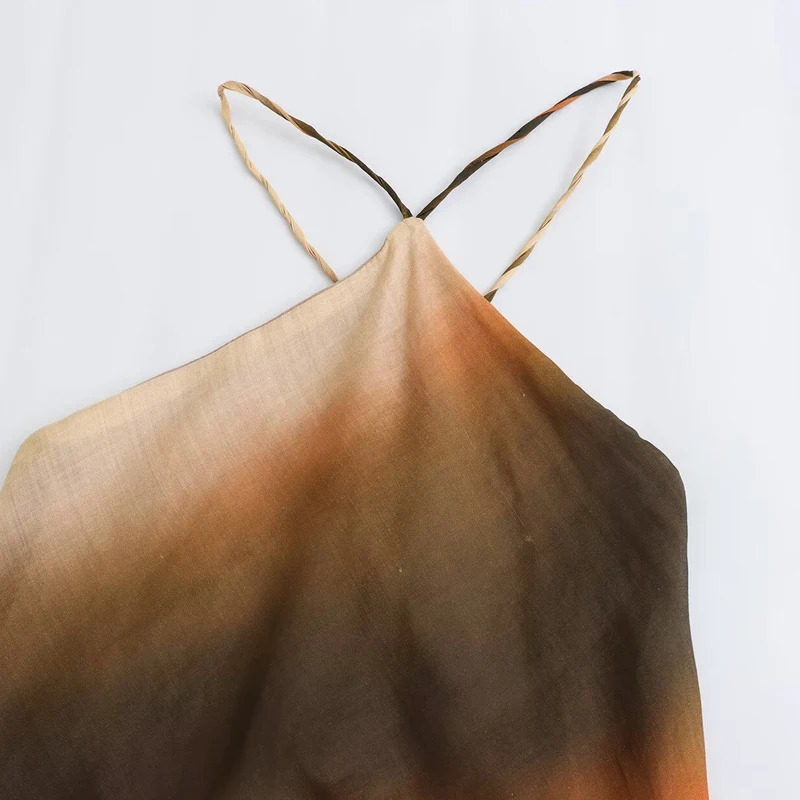 HXAO Tie Dye Halter Dresses Women Dresses Summer Sleeveless Backless Slim Maxi Dresses Sexy Elegant Party Dresses For Women 241205