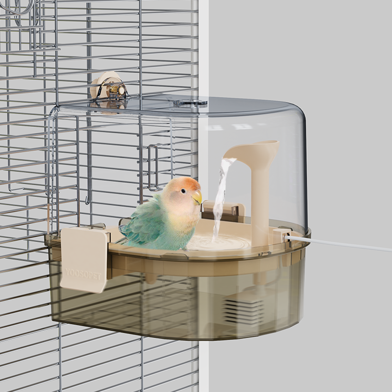 Indoor Water Circulation Bird Baths,Hanging Parrot Bath for Cage,Bird Accessories for Cages,Parrot Shower Box for Lovebirds,Parakeet,Conure, Cockatiel