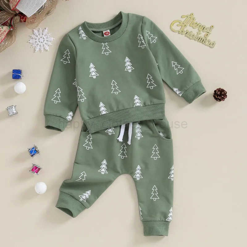 RUEWEY Christmas Baby Boy Pant Sets Christmas Tree Print Long Sleeve Sweatshirt Tops and Bottom Sets Baby Items ClothingXJ241205