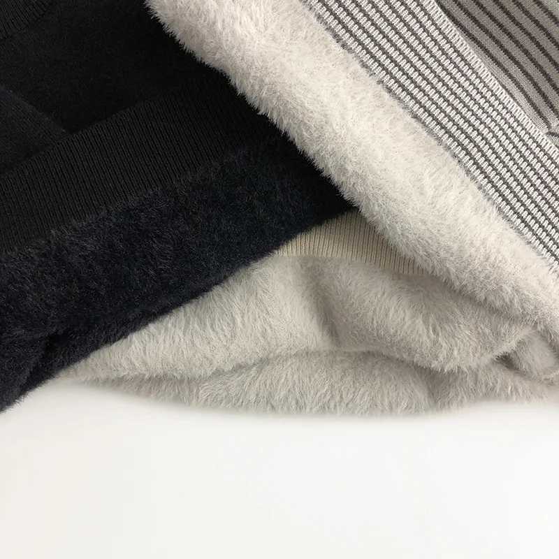 Milancel childrens sweater with fur lining boys sweater with half turtle neck girls knitted zipper W241205