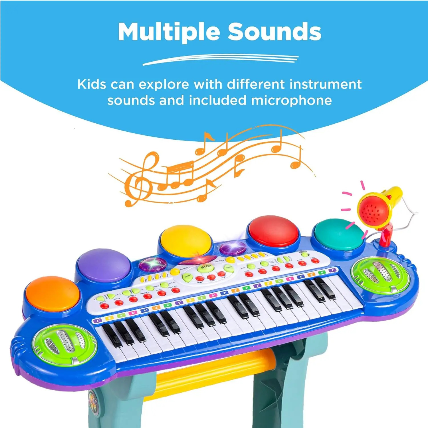 Choice Products 37-Key Kids Electronic Musical Instrument Piano Learning Toy Keyboard w/Multiple Sounds Lights Microphone 241204