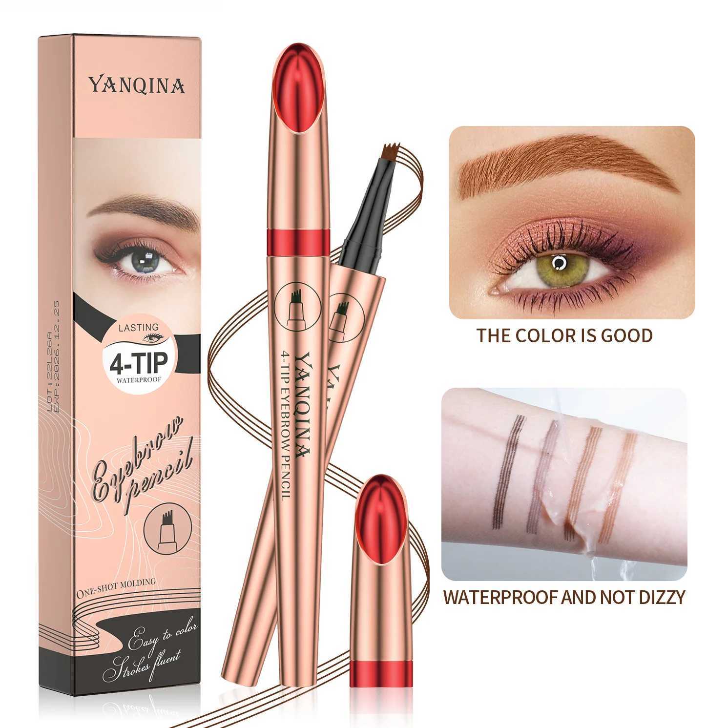 Micro bead eyebrow pencil waterproof forked eyebrow tattoo pencil long-lasting professional fine sketching liquid eyebrow pencilW241205