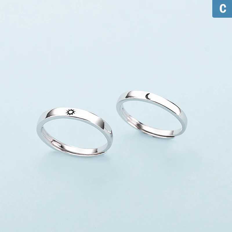 Simple Moon Sun Couple Ring for Rs Black Stainless Steel Womens Wedding Ring Valentines Day Gift W241205
