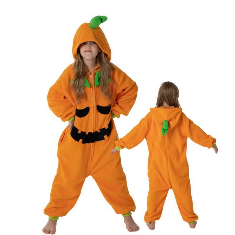 Pajamas Kids Zipper Halloween Pumpkin Monster Onesie Pajamas Children Animal Whole Pijamas Cartoon Cosplay Girls Kigurumi Costume H241205