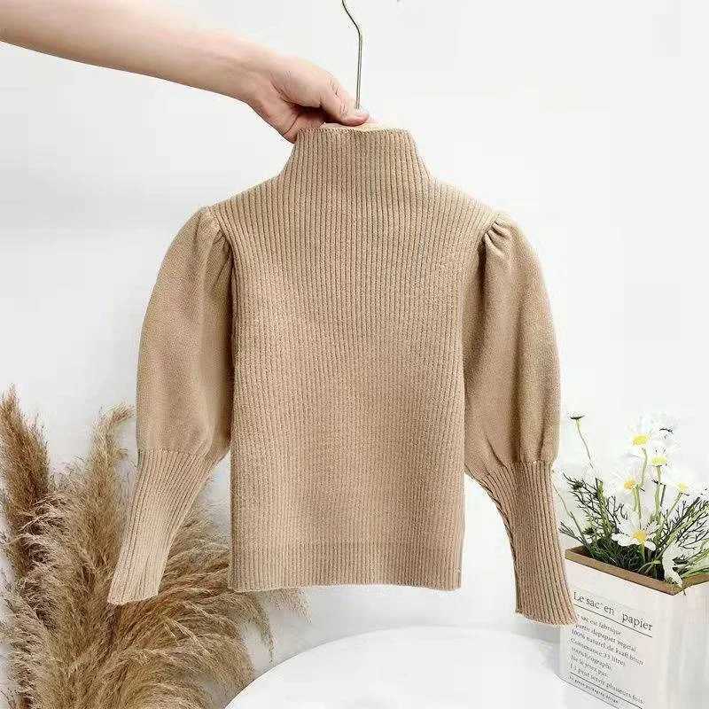 Baby Womens Sweater Puff Sleeve Solid Color Spring/Summer Winter Childrens Knitted Floral Top 1-10Y W241205