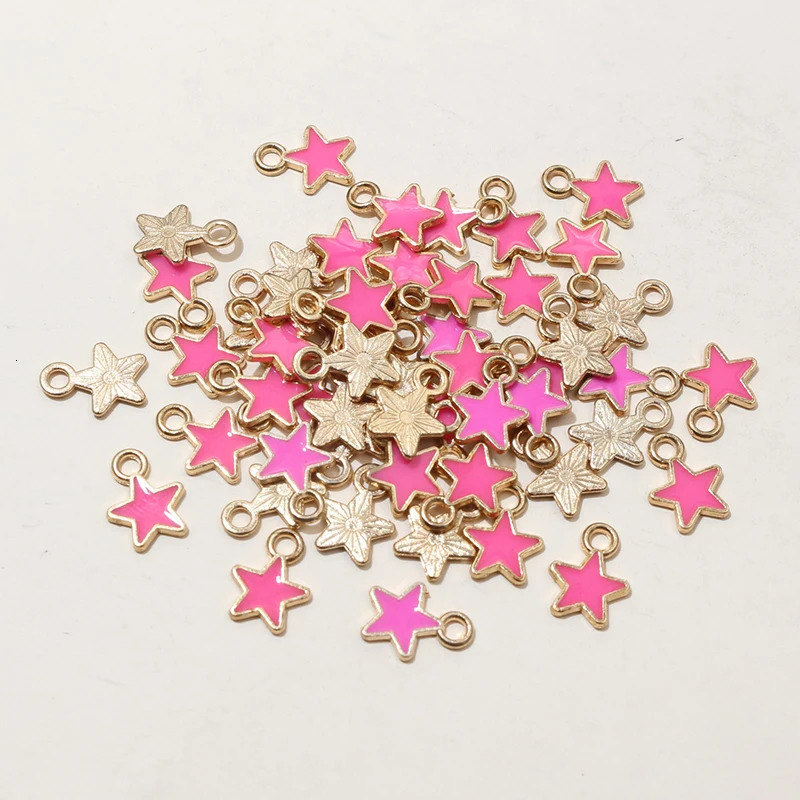 100pcs 6x8mm Enamel Small Stars Charms Pendant 9colors Zinc Alloy Metal DIY Jewelry Making Accessories for Bracelet Necklace 241122