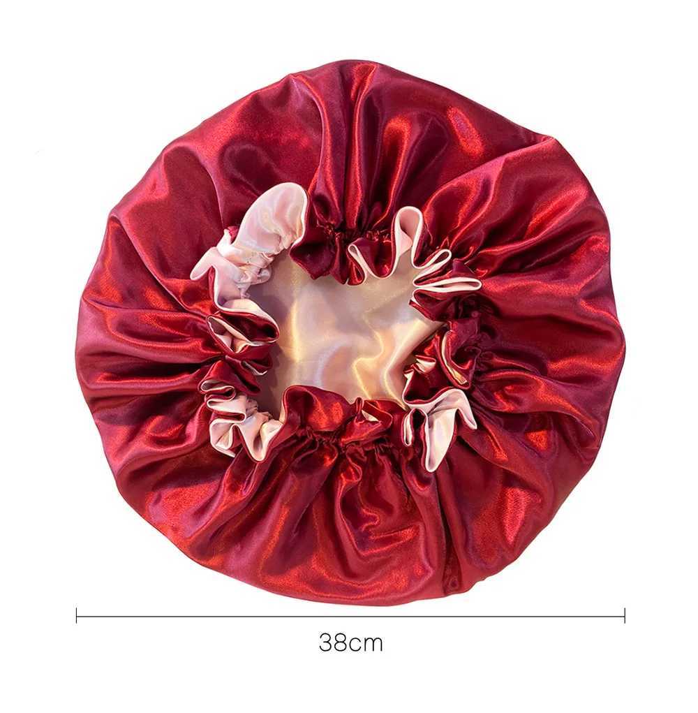 New Solid Color Bonnet Satin Reversible Sleeping C For Women Soft Hair Care Head Wr Cover Night Sleep Hat Chemo CsXJ241205