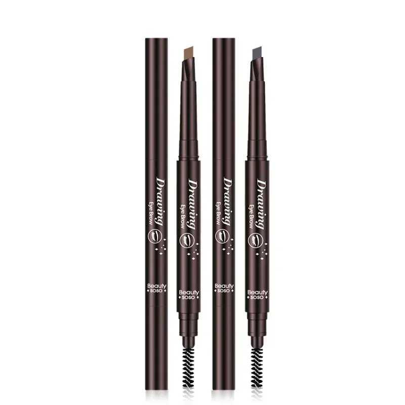Double sided eyebrow pencil waterproof durable eyebrow enhancer makeup tool with brush and eyebrow extension pencil W241205
