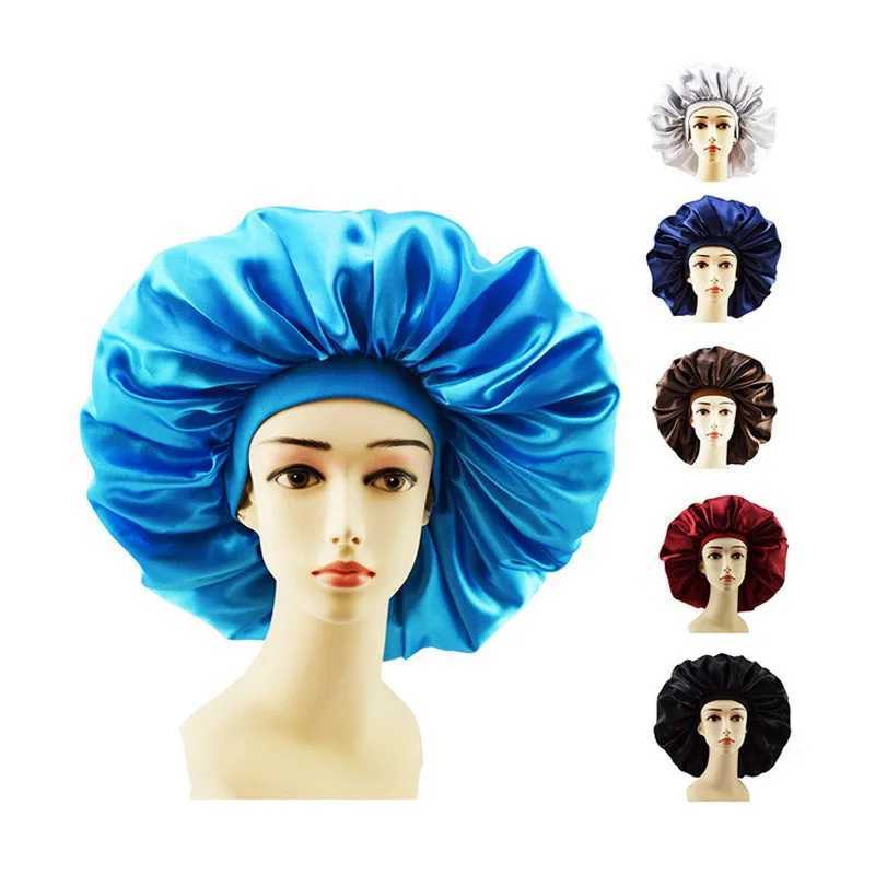 New Fashion Big Size Satin Silk Bonnet Sleep Night C Head Cover Bonnet Hat For Curly Springy HairXJ241205