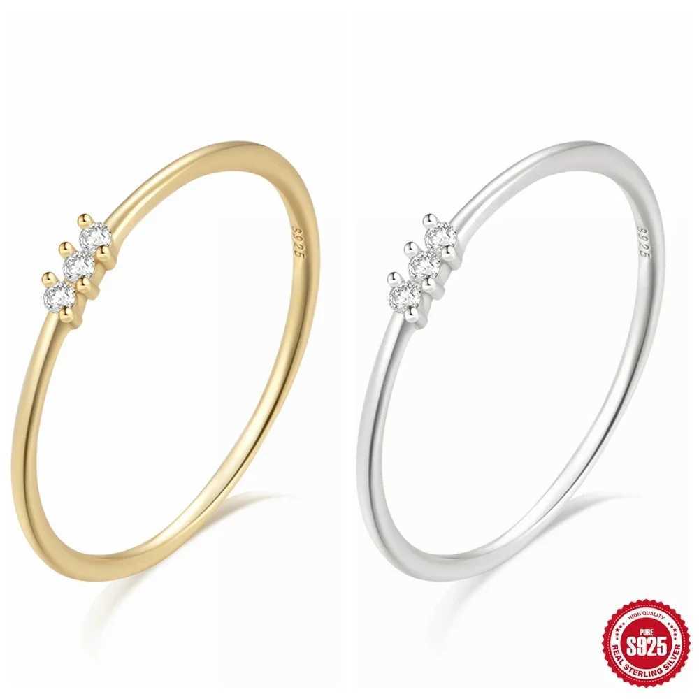 KO 925 sterling silver CZ simulated diamond stackable ring 18K gold-plated eternal belt thin simple ring W241205