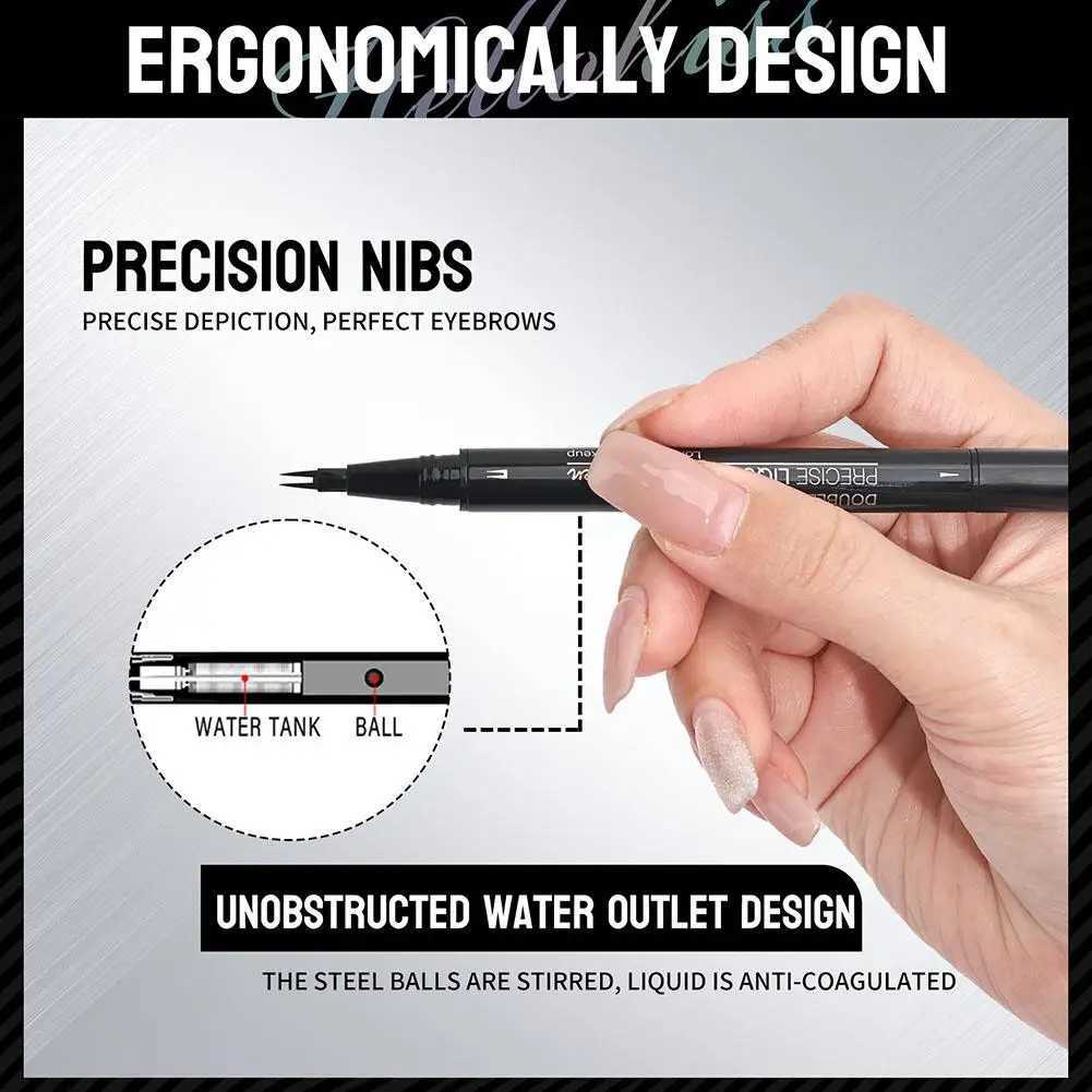Double headed 2-point eyebrow tattoo pencil waterproof 2-in-1 liquid eyebrow durable natural eyebrow eyeliner W241205