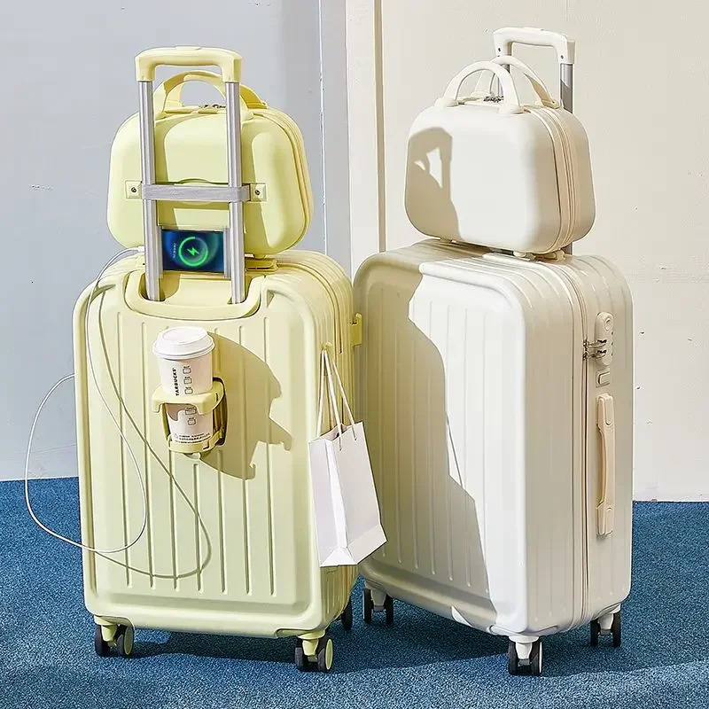 Combination Suitcase Womens Large Capacity Trolley Strong and Durable Student Travel Luggage Password Box 241204