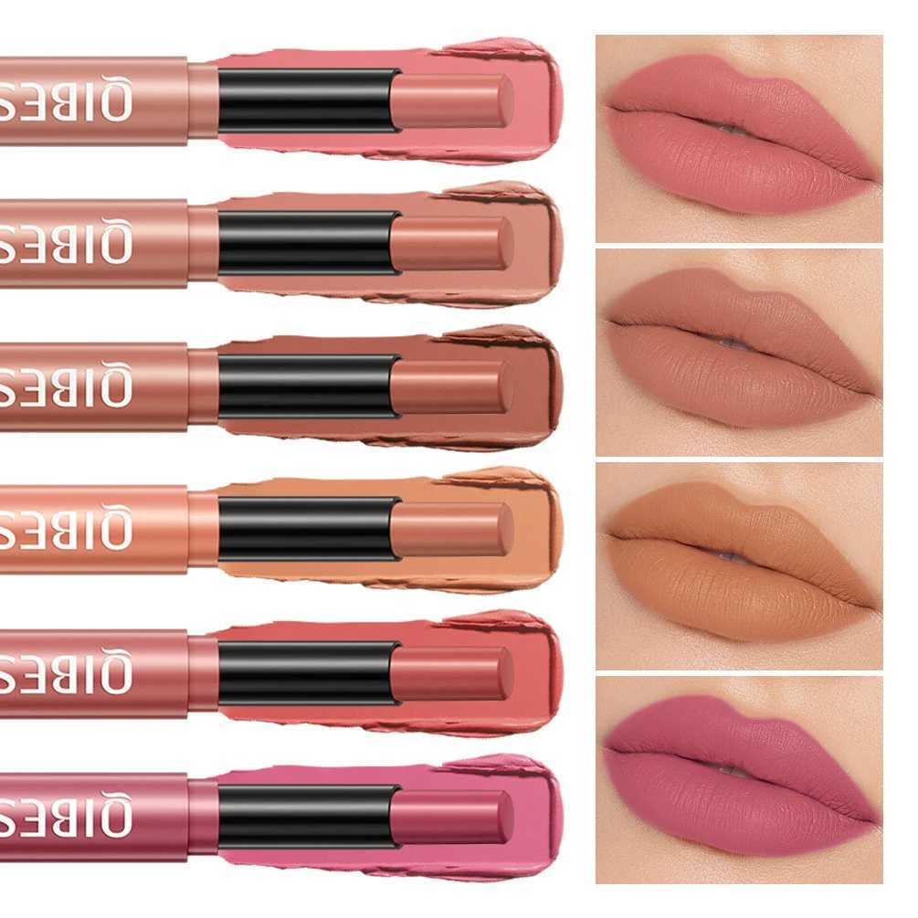 QIBEST 6 Color Lipstick Matte Waterproof Velvet Pigment Nude Rouge Long Lasting Lip Stain Profissional Cosmetics Beauty Lip BalmXJ241205