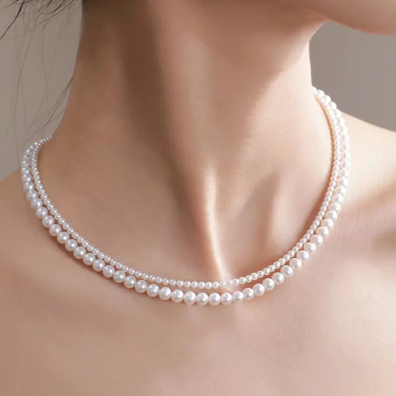 SUYU lobster clasp double-layer natural freshwater pearl necklace suitable for womens paradigms and niche necklace jewelry 241205