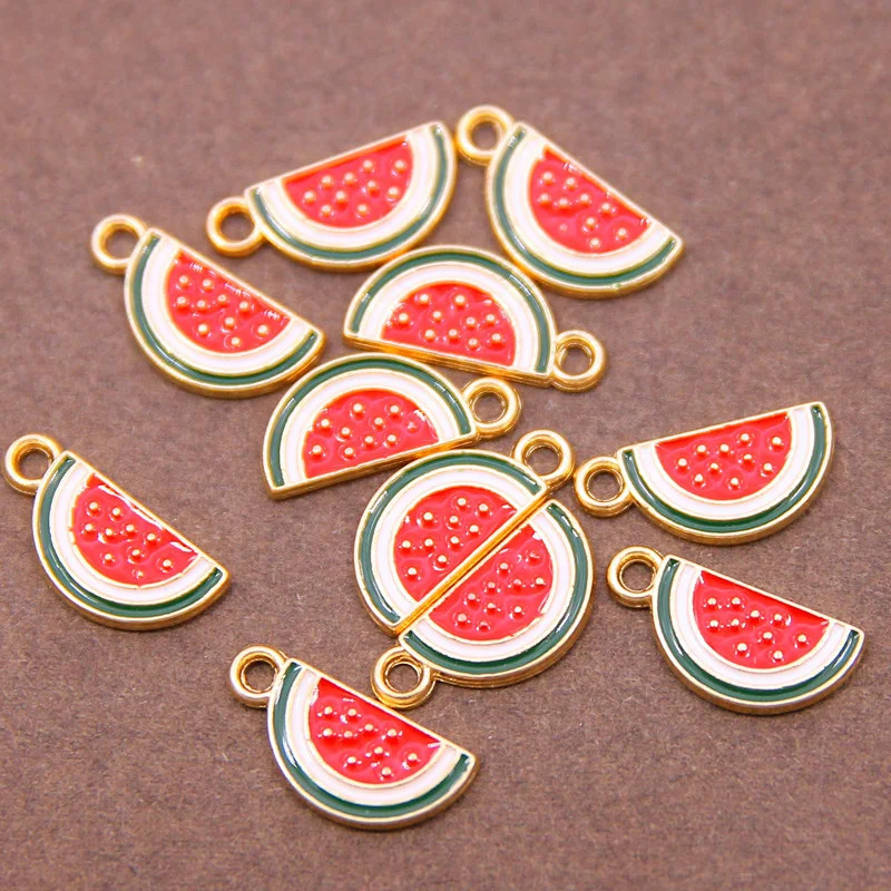 10pcs 817mm Enamel Watermelon Charms for Earrings Pendants Necklaces Making Mini Fruit Handmade DIY Jewelry Accessories 241122