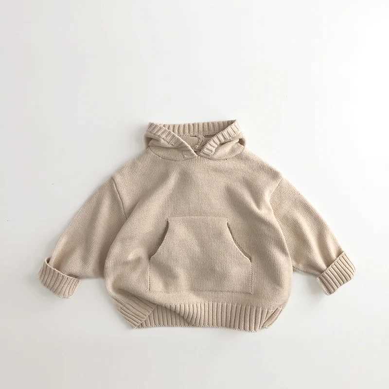 Front pocket fine knit childrens boys and girls sweaters hoodies knitted zippers loose fitting womens hoodies childrens knitted jackets W241205