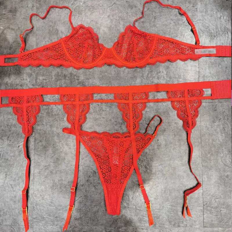 Wriufred Thin section with steel ring bra briefs set ladies underwear set red women lingerie panties suitXJ241205