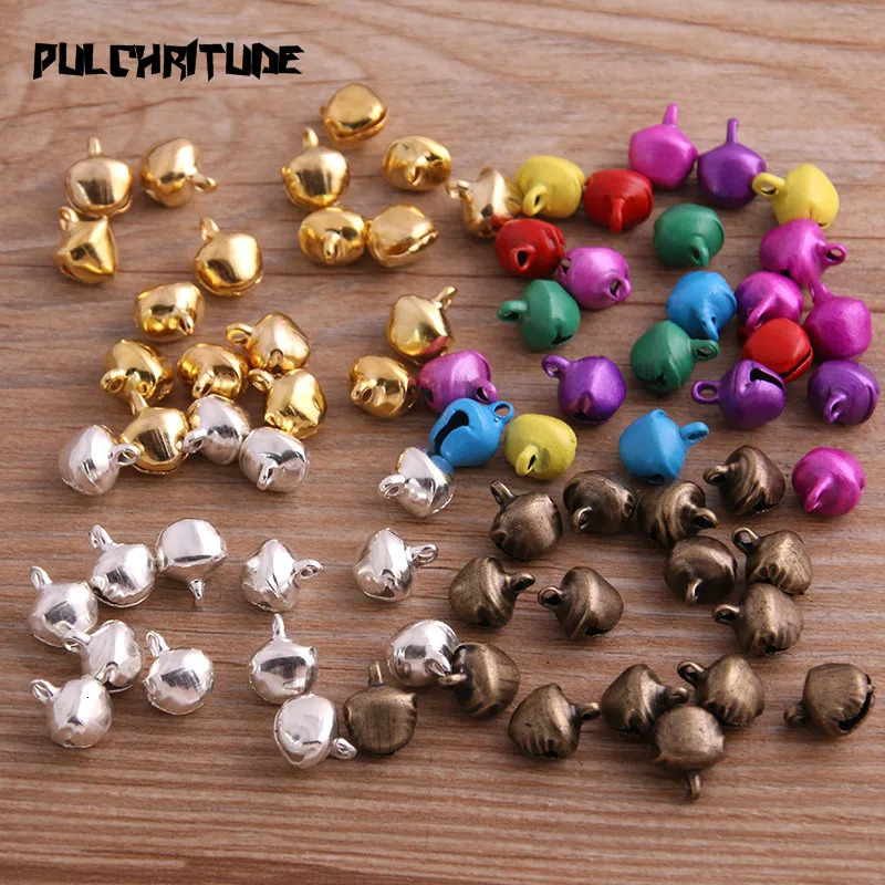 100 PcsLot 68mm Christmas Bells Mix Colors Loose Beads Small Jingle Decoration Gift 241122